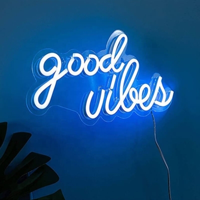 Energieverbrauch 0 Gute Vibrationen Neon-Schild LED Neon-Leuchten für Schlafzimmer 16,1 x 8,3 Zoll