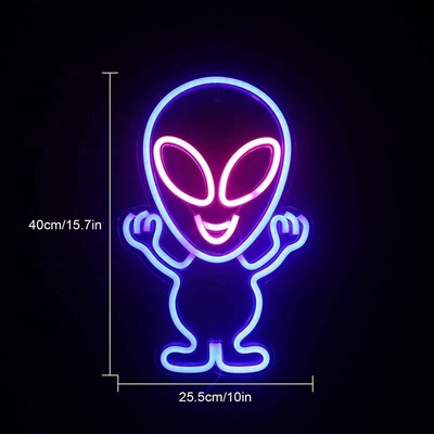 Maßgeschneiderte Werbung für Geschäfte LED-Neon-Schild mit Alien-Design und Acrylmaterial