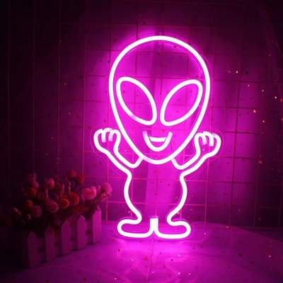 Maßgeschneiderte Werbung für Geschäfte LED-Neon-Schild mit Alien-Design und Acrylmaterial