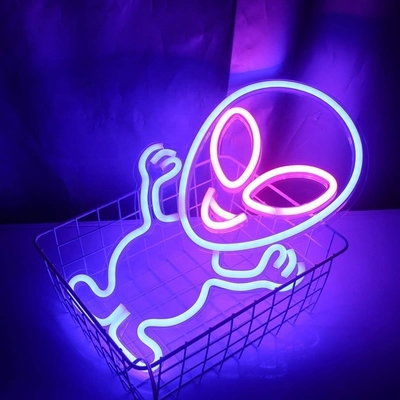 Maßgeschneiderte Werbung für Geschäfte LED-Neon-Schild mit Alien-Design und Acrylmaterial