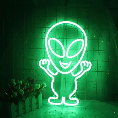 Maßgeschneiderte Werbung für Geschäfte LED-Neon-Schild mit Alien-Design und Acrylmaterial