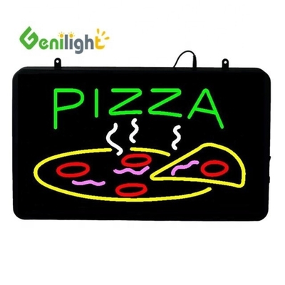 ABS-offene Form Rechteck Custom Pizza Wandlicht Acryl offenes Schild Neon Led mit hängendem Chian