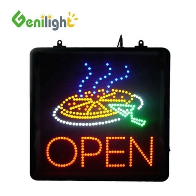 ABS-offene Form Rechteck Custom Pizza Wandlicht Acryl offenes Schild Neon Led mit hängendem Chian