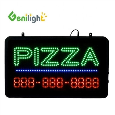 ABS-offene Form Rechteck Custom Pizza Wandlicht Acryl offenes Schild Neon Led mit hängendem Chian