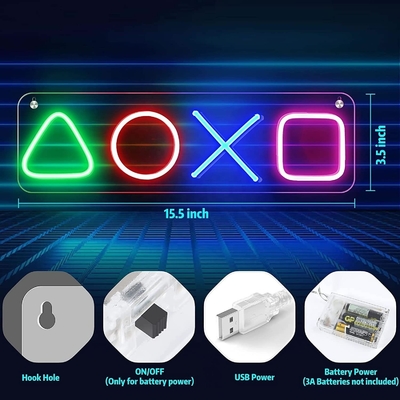 Verbessern Sie Ihr Spielzimmer mit bunten LED-Neonlichtern 42*12,5cm USB-betriebene Wanddekoration