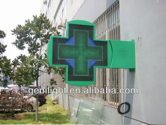 1G-Pixel-Konfiguration Benutzerdefinierte Größe Vollfarbe Apotheke LED-Kreuzschild mit RGB