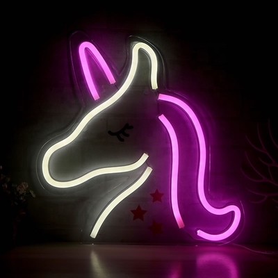 Customized Einhorn Neon Licht Helles LED rosa und weiß Neon Schild für Schlafzimmer perfekt