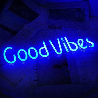 27.5*15cm Custom Blau Gute Vibes Neonschild für Schlafzimmer Wanddekoration USB-betriebene Beleuchtung