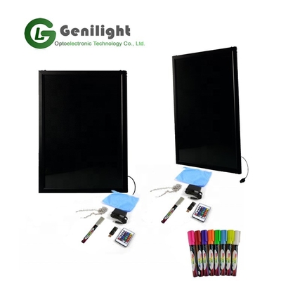 Innere Kreideplatten, Rechteck, gehärtetes Glas, LED-Schriftzeichen mit Acrylfläche