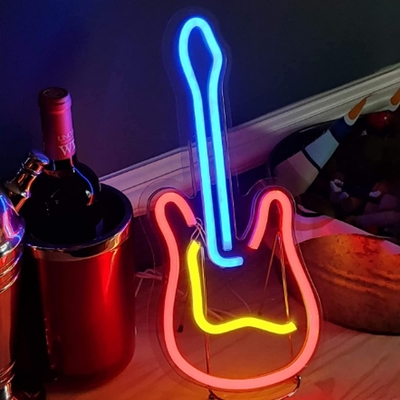 3D-Gitarren-Neonzeichen für Musikstudio