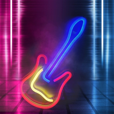 3D-Gitarren-Neonzeichen für Musikstudio