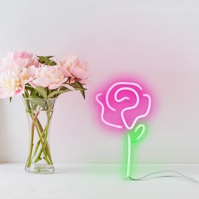 5V Spannung LED-Blumenleuchten Rose Neon Schild für Schlafzimmer Wanddekoration Schalter Party Dekoration