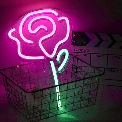 5V Spannung LED-Blumenleuchten Rose Neon Schild für Schlafzimmer Wanddekoration Schalter Party Dekoration