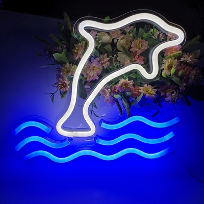 5V-Large Dolphin Neon-Lichtschild Marquee Batterie USB-betrieben Tisch Led-Licht Wanddekoration