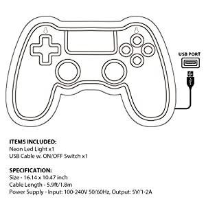 Gamepad-Form LED-Schildlicht für die Dekoration von Spielzimmern 41*26,5cm Stromverbrauch