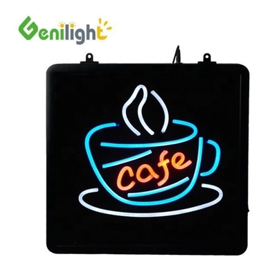 Blinkendes und statisch beleuchtetes LED-Kaffeebecher Neonschild mit Anpassungsmöglichkeiten