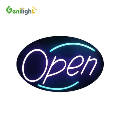 Farbenfrohe Genilight Offene Schilder Neon LED Business Animation Bewegung Werbeanzeigen Panel 56*33cm