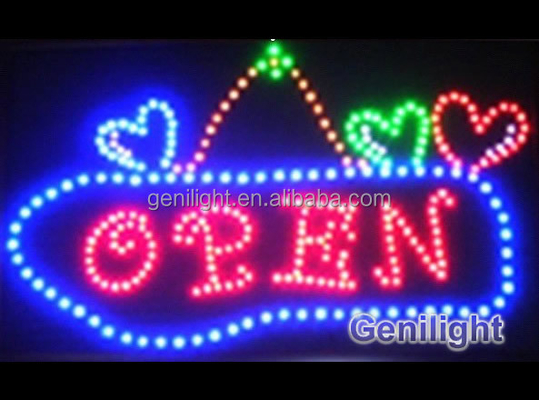 Blinkender Animationsmodus Genilight 56*33 cm Vollfarbe Elektronische LED Neon OPEN Schild