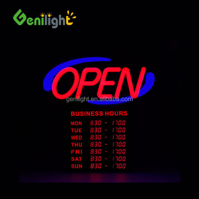 Acryl-LED-Neon-Offenschild mit Stunden 12V Eingangsspannung Einfaches und modisches Design 54x52cm