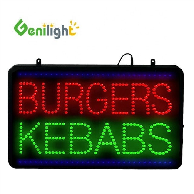 Leistungsnachweis ABS Open-Mold BURGERS KEBABS LED-Schild für individuelle Größe und Farbe