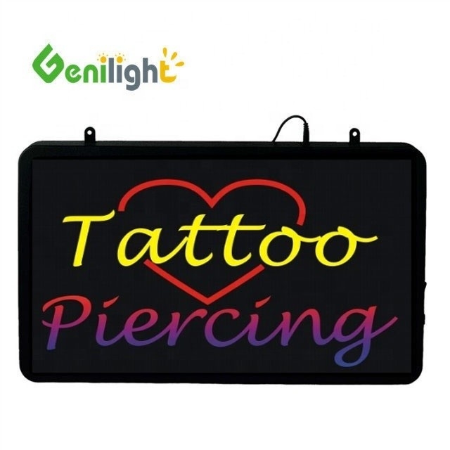LED Tattoo Piercing Neon Offener Schild mit Design Rechteck Form und Epoxidharz Material