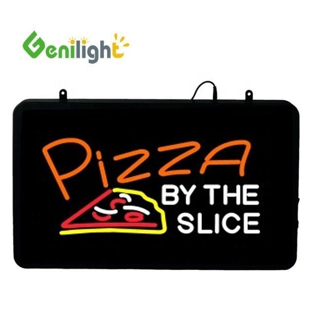 Genielight 22*13 Zoll CE RoHS Acrylic PIZZA BY THE SLICE LED Neon offenes Schild