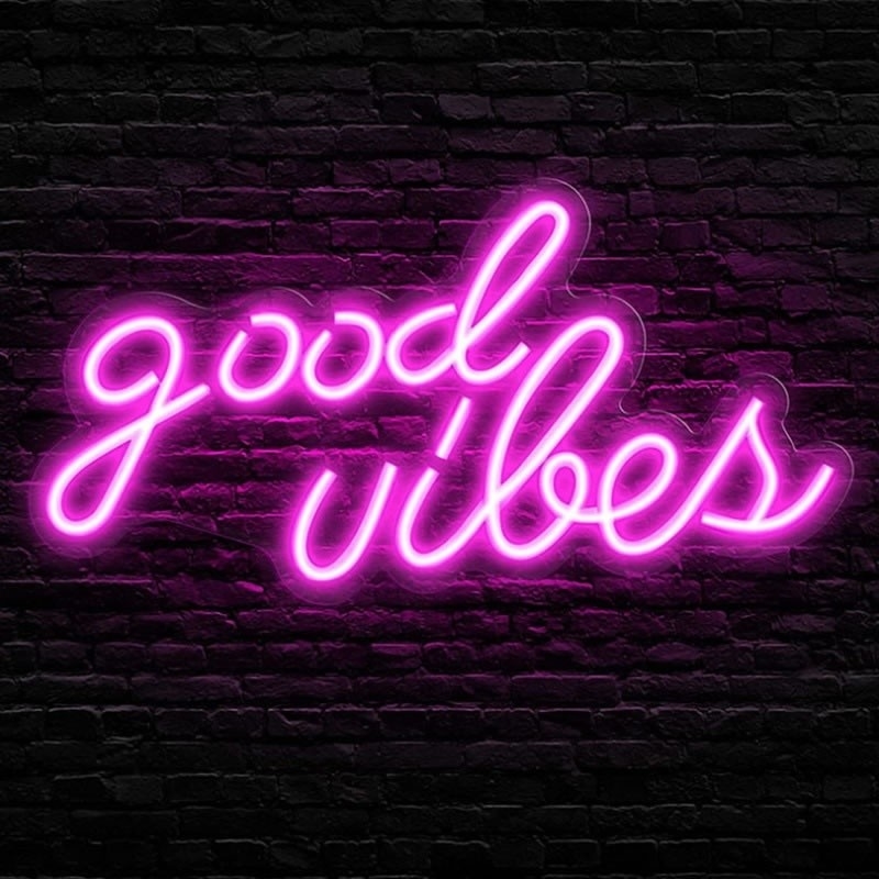 Energieverbrauch 0 Gute Vibrationen Neon-Schild LED Neon-Leuchten für Schlafzimmer 16,1 x 8,3 Zoll