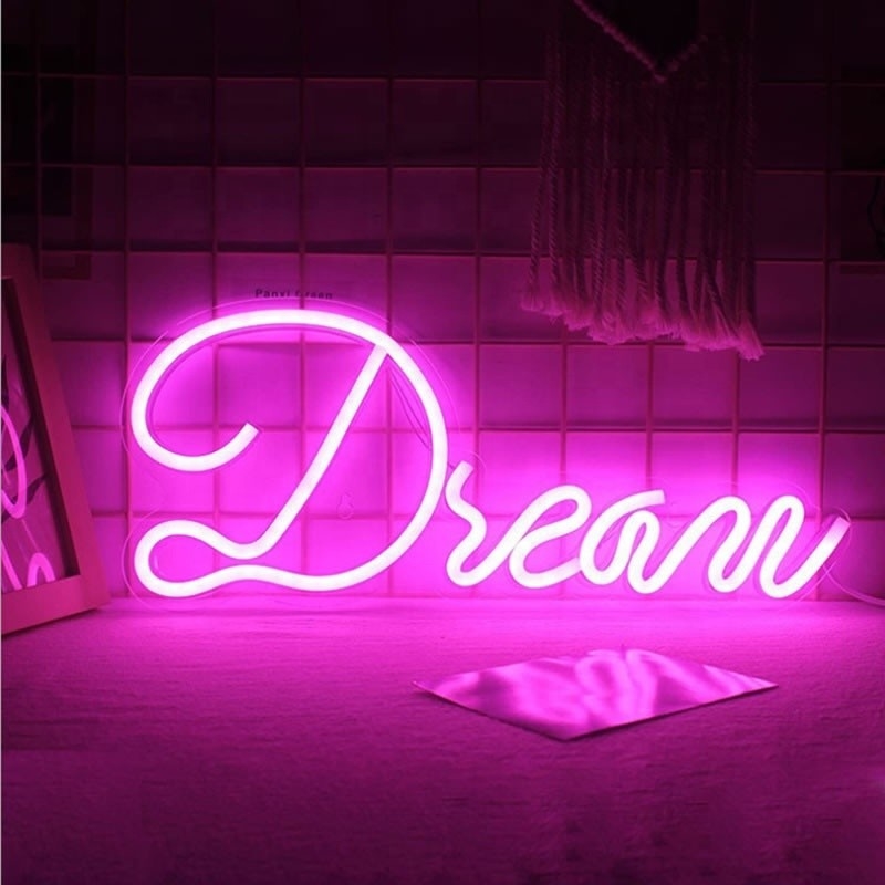 Acryl-Panel rosa LED Neonlicht USB-betriebenes Traum Neon-Schild für Schlafzimmer oder Hochzeit