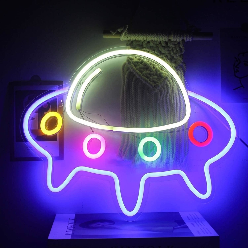 5V-Neonlampen für Bar Große blaue UFO Raumschiff Wandkunst 50000 Stunden Lebensdauer
