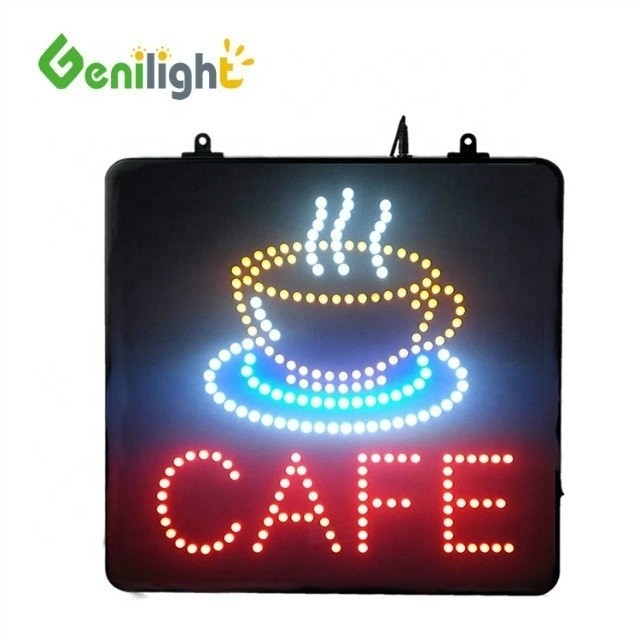 IP-Bewertung Custom Animated 12V Acrylic LED Light Cafe Neon Schild für Geschäfte