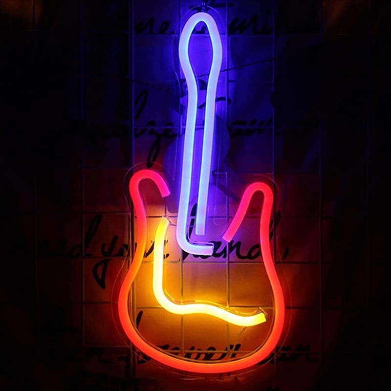 3D-Gitarren-Neonzeichen für Musikstudio