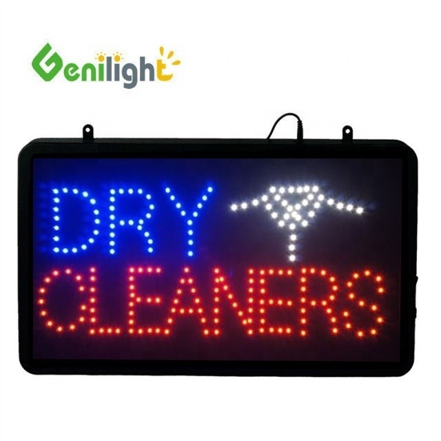 Energieeinsparung Custom LED Offener Schild Genilight Innenraum für Reinigungsgeräte 3 Blitzmodi