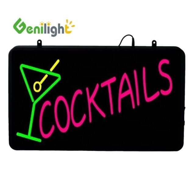Genilight 56*33cm Elektronische DC12V Neon LED COCKTAILS Zeichen mit CUP Logo Leistungszeugnis