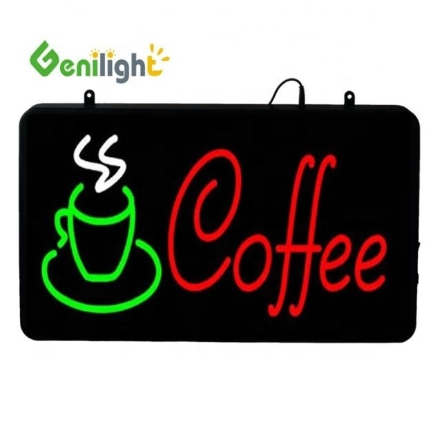 Superhelligkeit Kaffeetasse Offene Neonschild mit Acryl Frontplatte 56*33 Panel Größe