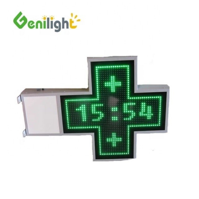 Werben Sie Ihre Apotheke mit einem 1000x1000mm P20 Grünfarben-LED-Kreuz-Animationsschild