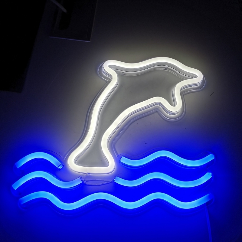5V-Large Dolphin Neon-Lichtschild Marquee Batterie USB-betrieben Tisch Led-Licht Wanddekoration