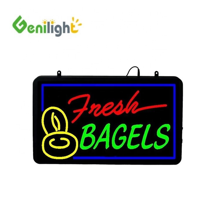 Verkaufsgegenstände LED-Neon-Schilder für frische Bagels 56*33cm Bildschirmgröße
