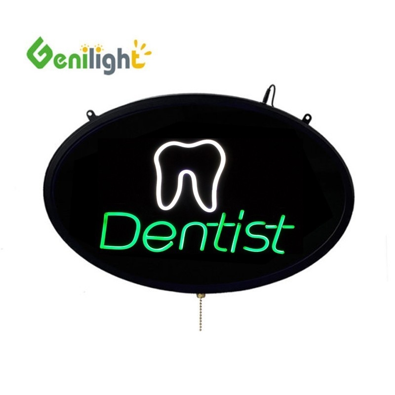 ABS-Open-Mold Genilight Oval 58*36cm LED Neon offenes Schild mit Zahn Logo