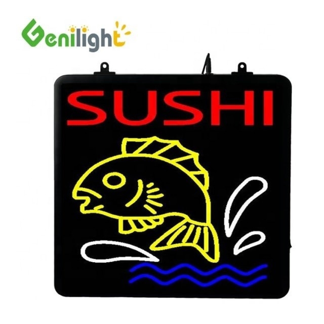 53*45cm Custom LED Neon Öffnen für Fischerei Werkzeug Shop ABS Outframe und Animation Display Funktion