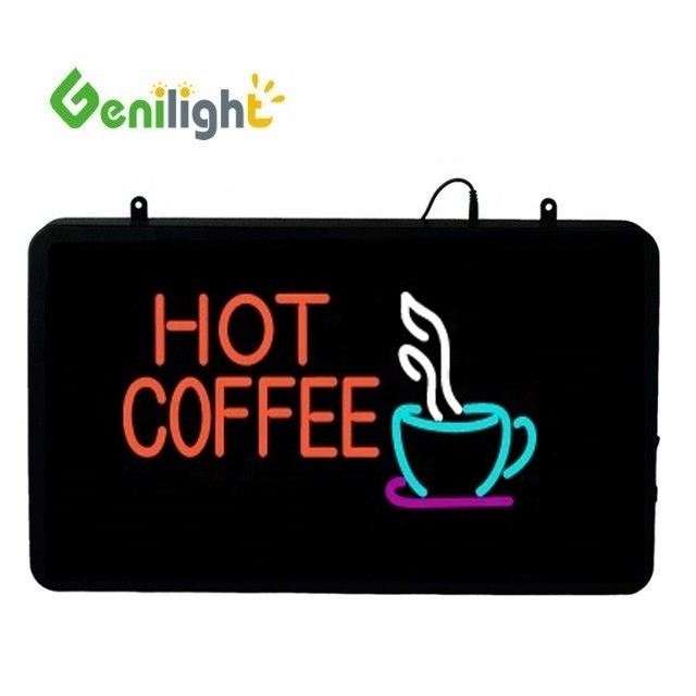 Energieverbrauch Genilight 22*13 Zoll CE RoHS Indoor Hot Coffee LED Neon Schild für Kaffeebar