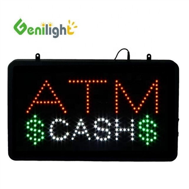 Professionelle ABS Offene Form Outframe LED Geldautomaten-Kassenschild mit CE RoHS Adapter Hang-Kette
