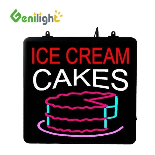 Deco-Stil Custom LED Eiscreme Kuchen Neonschild mit Acryl Front Board Display