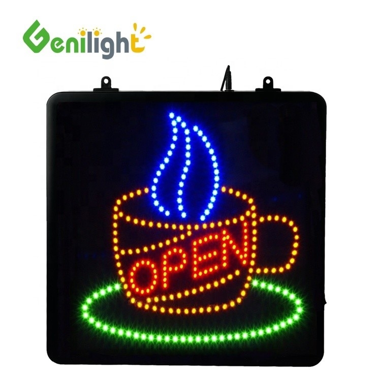 Genilight LED Offener Schild für Kaffee 53*45cm Bildschirmgröße CE RoHS LVD zertifiziert
