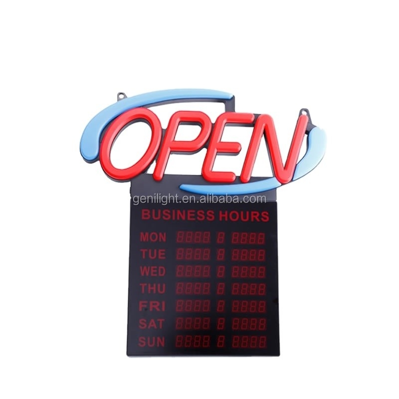 Acryl-LED-Neon-Offenschild mit Stunden 12V Eingangsspannung Einfaches und modisches Design 54x52cm