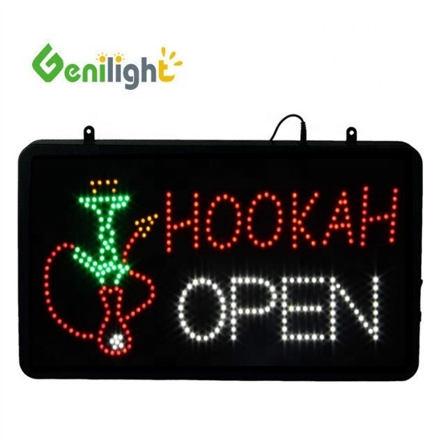 Helligkeit Genilight Indoor 22*13inches CE und RoHS DC12V Acrylic LED Wasserpfeife offenes Schild