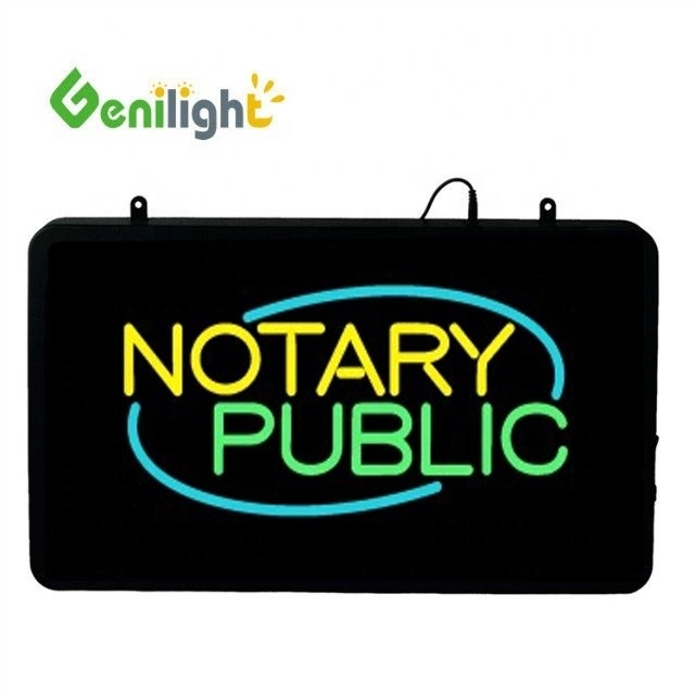 Genilight NOTARY PUBLIC LED-Neon-Schild mit ABS-Open-Mold-Rahmen und blinkender Animation